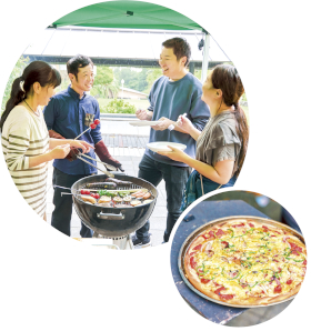バーベキューアンドピザ作りについての画像