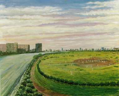 絵画：区民広場と対岸