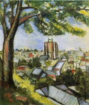 絵画：本門寺山頂から見た市街