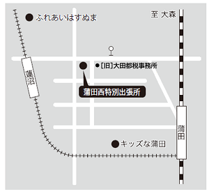 地図：蒲田西特別出張所への案内図