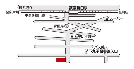 地図：下丸子図書館への案内図