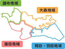 調布地域・大森地域・蒲田地域・糀谷・羽田地域の支所