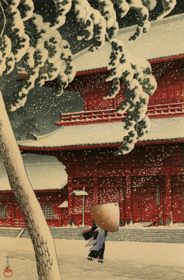 川瀬巴水（かわせはすい）「芝増上寺（しばぞうじょうじ）」『東京二十景（とうきょうにじゅっけい）』大正14年作