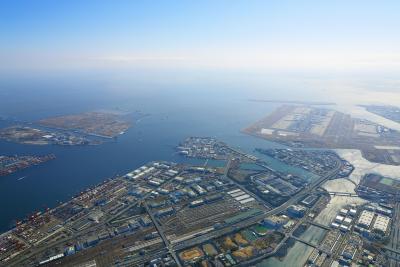 画像：城南島・京浜島上空より城南島・京浜島・羽田空港一部・中央防波堤一部