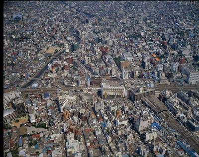 写真：蒲田駅周辺（昭和58年）の空撮