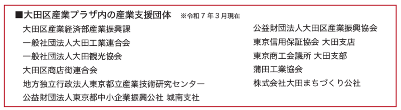 大田区産業プラザ内の産業支援団体