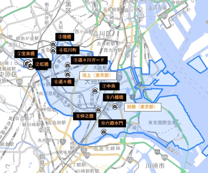 水防監視カメラ位置図