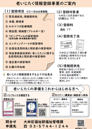 老いじたく情報登録チラシ（裏）