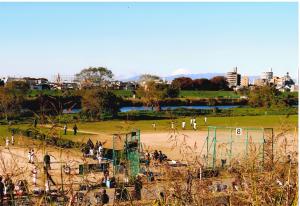 写真：青木　千惠さん作「枯草応援団」（多摩川土手下丸子―矢口）