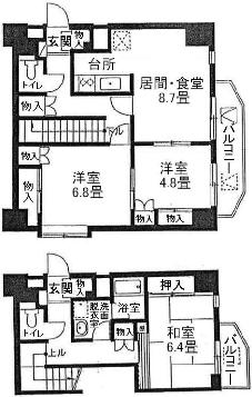 プラムハイツ北糀谷　間取り図Ａタイプ