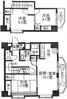 プラムハイツ北糀谷　間取り図Ｂタイプ