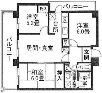 プラムハイツ大森西　間取り図Ｂタイプ