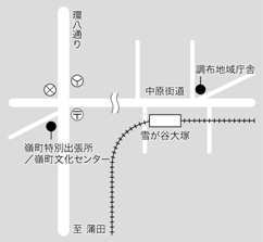 地図：調布地域庁舎への案内図