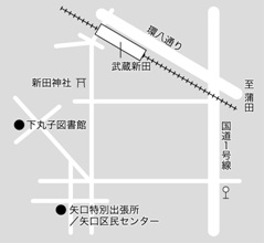 地図：矢口特別出張所への案内図