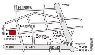 地図:浜竹図書館への案内図