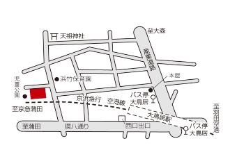 地図：浜竹図書館への案内図