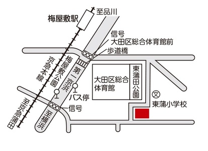 地図：蒲田図書館への案内図