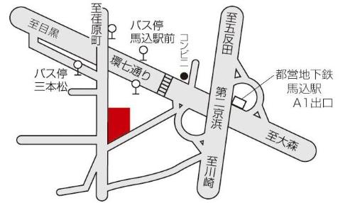 地図：馬込図書館への案内図