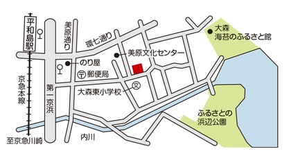 地図：大森東図書館への案内図