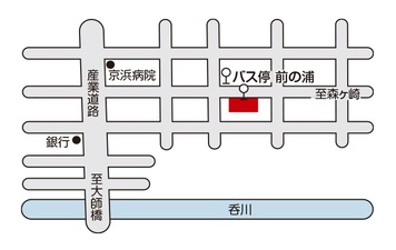 地図：大森南図書館への案内図