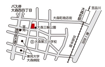 地図：大森西図書館への案内図