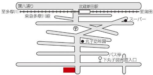 地図：下丸子図書館への案内図